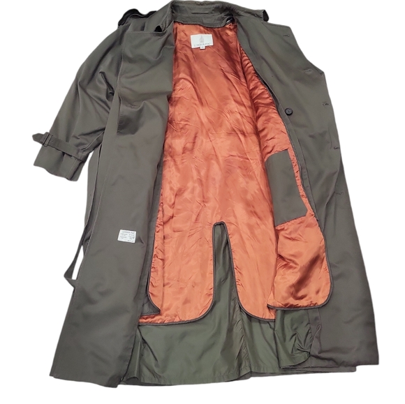 London Fog men's Removable Liner Double Breast Long Brown Trench Coat 42R warm - Picture 6 of 16